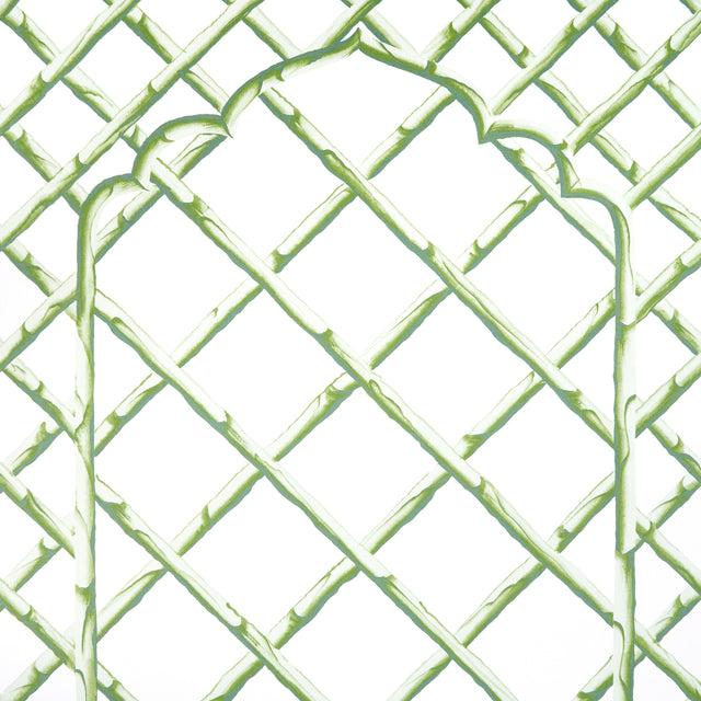 Bamboo Trellis Panel B Green by Marie-Anne Oudejans Lattice Wallpaper Panel – Schumacher 5014400