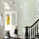 Bamboo Trellis Panel B Green by Marie-Anne Oudejans Lattice Wallpaper Panel – Schumacher 5014400