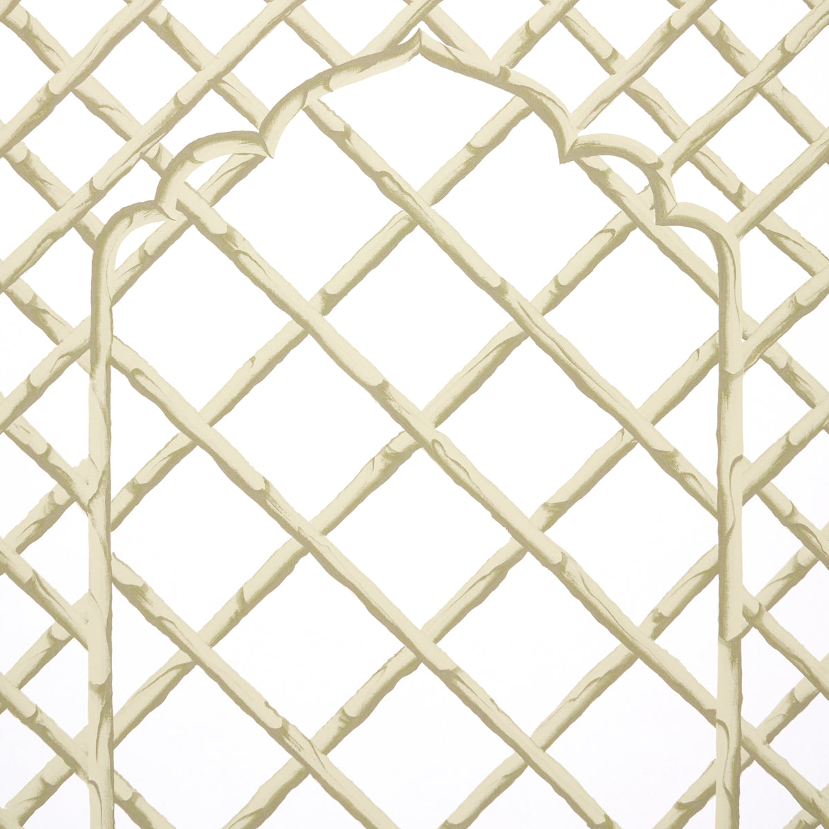 Bamboo Trellis Panel B Neutral by Marie-Anne Oudejans Lattice Wallpaper – Schumacher 5014402