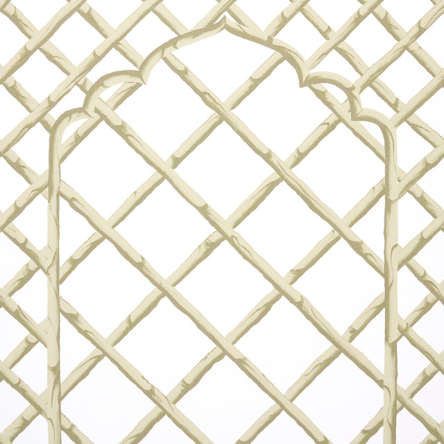 Bamboo Trellis Panel B Neutral by Marie-Anne Oudejans Lattice Wallpaper – Schumacher 5014402