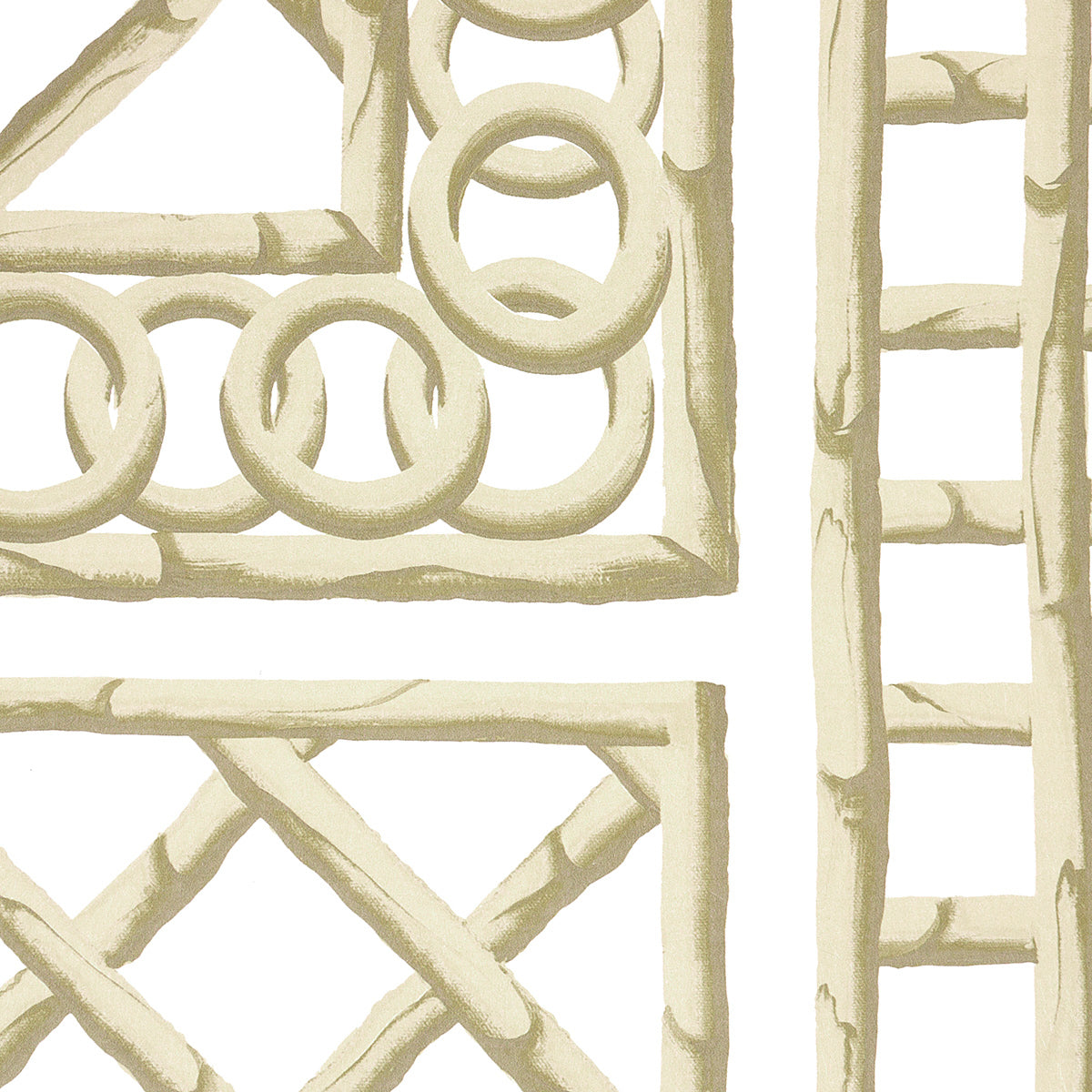 Bamboo Trellis Panel B Neutral by Marie-Anne Oudejans Lattice Wallpaper – Schumacher 5014402
