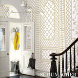 Bamboo Trellis Panel B Neutral by Marie-Anne Oudejans Lattice Wallpaper – Schumacher 5014402