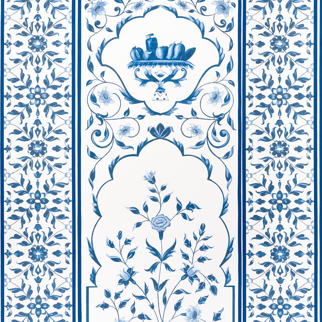 Mughal Garden Panel A Blue by Schumacher Floral Fretwork Wallpaper Panel – Marie-Anne Oudejans 5014410