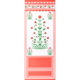 Royal Poppy Panel A wallpaper in red by Marie-Anne Oudejans for Schumacher, featuring stylized poppy flowers and scalloped borders.
