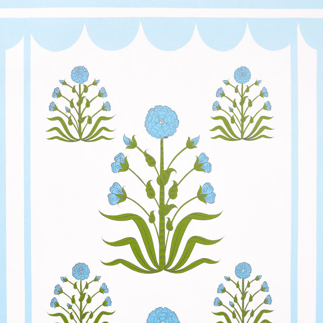 Royal Poppy Panel A Blue by Marie-Anne Oudejans Schumacher Wallpaper Panel – Schumacher 5014431