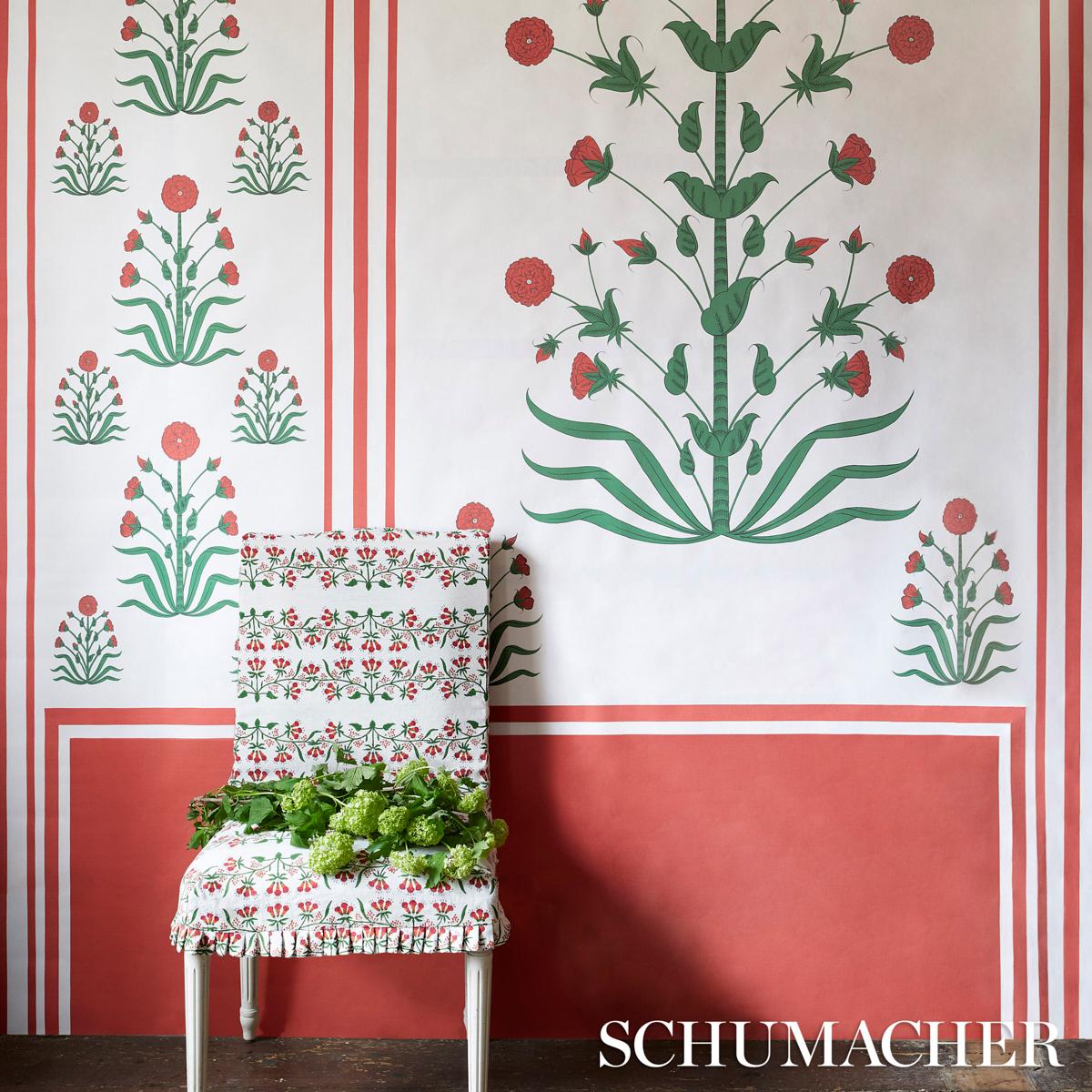 Royal Poppy Panel B Red by Marie-Anne Oudejans Scenic Floral Wallpaper Panel – Schumacher 5014440