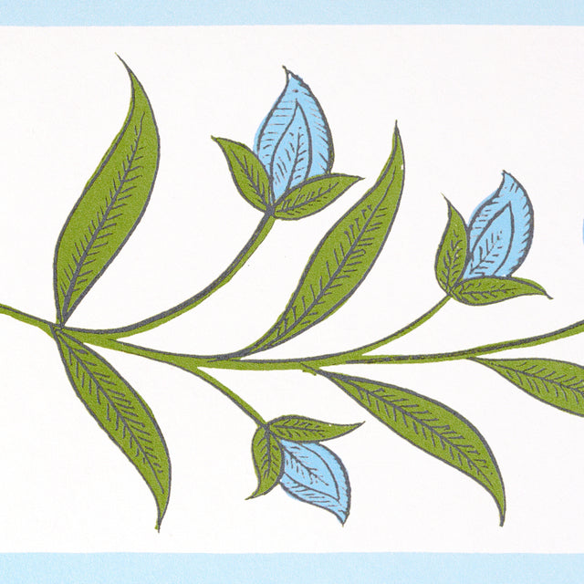 Royal Poppy Panel B Blue by Marie-Anne Oudejans Scenic Floral Wallpaper – Schumacher 5014441
