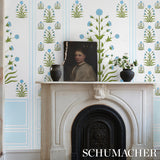 Royal Poppy Panel B Blue by Marie-Anne Oudejans Scenic Floral Wallpaper – Schumacher 5014441