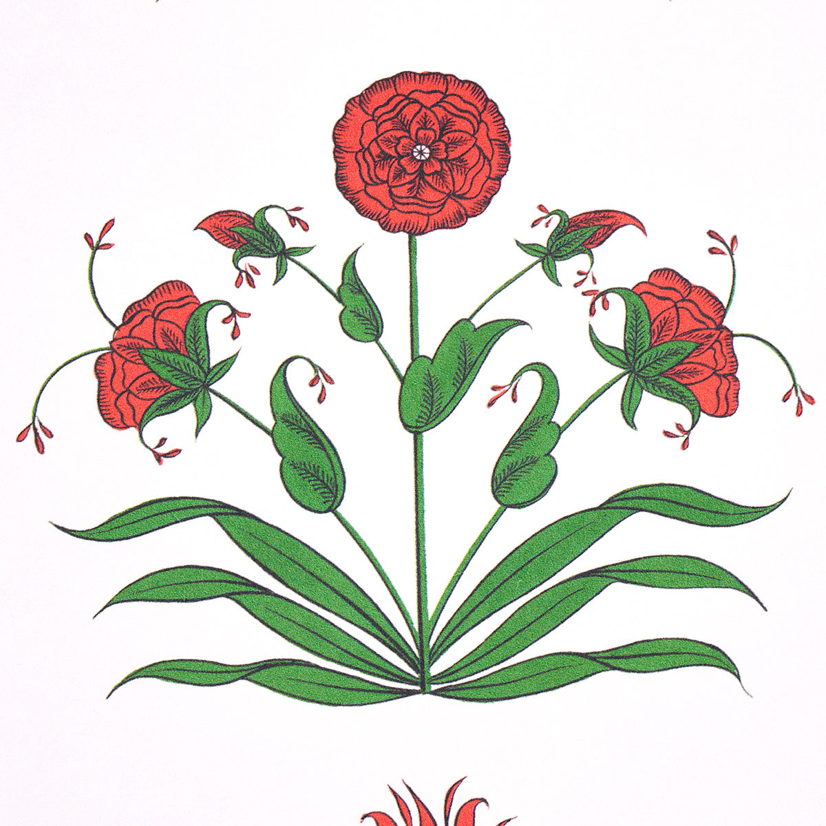 Poppy Stripes Red by Marie-Anne Oudejans Floral Stripe Wallpaper – Schumacher 5014450