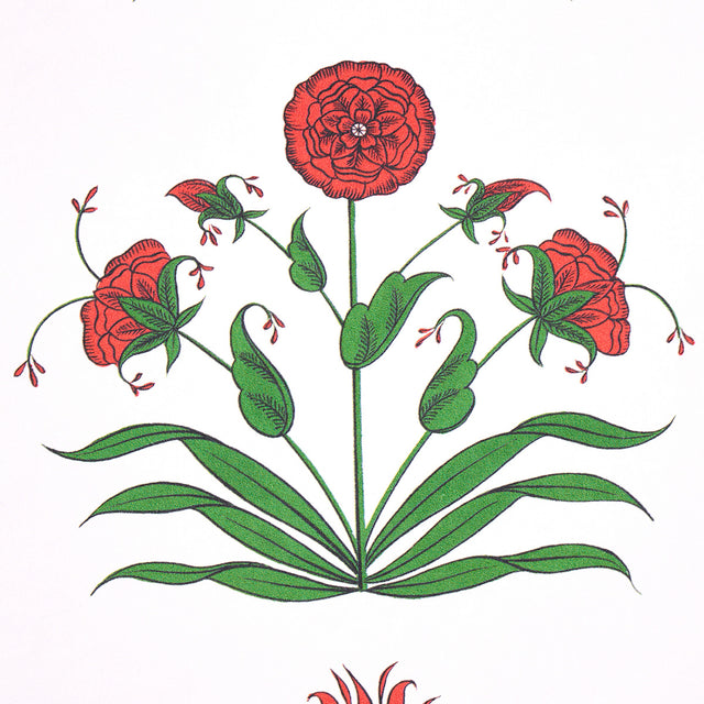 Poppy Stripes Red by Marie-Anne Oudejans Floral Stripe Wallpaper – Schumacher 5014450