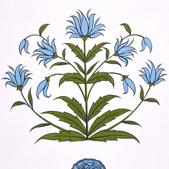 Poppy Stripes Blue by Marie-Anne Oudejans Floral Stripe Wallpaper – Schumacher 5014451