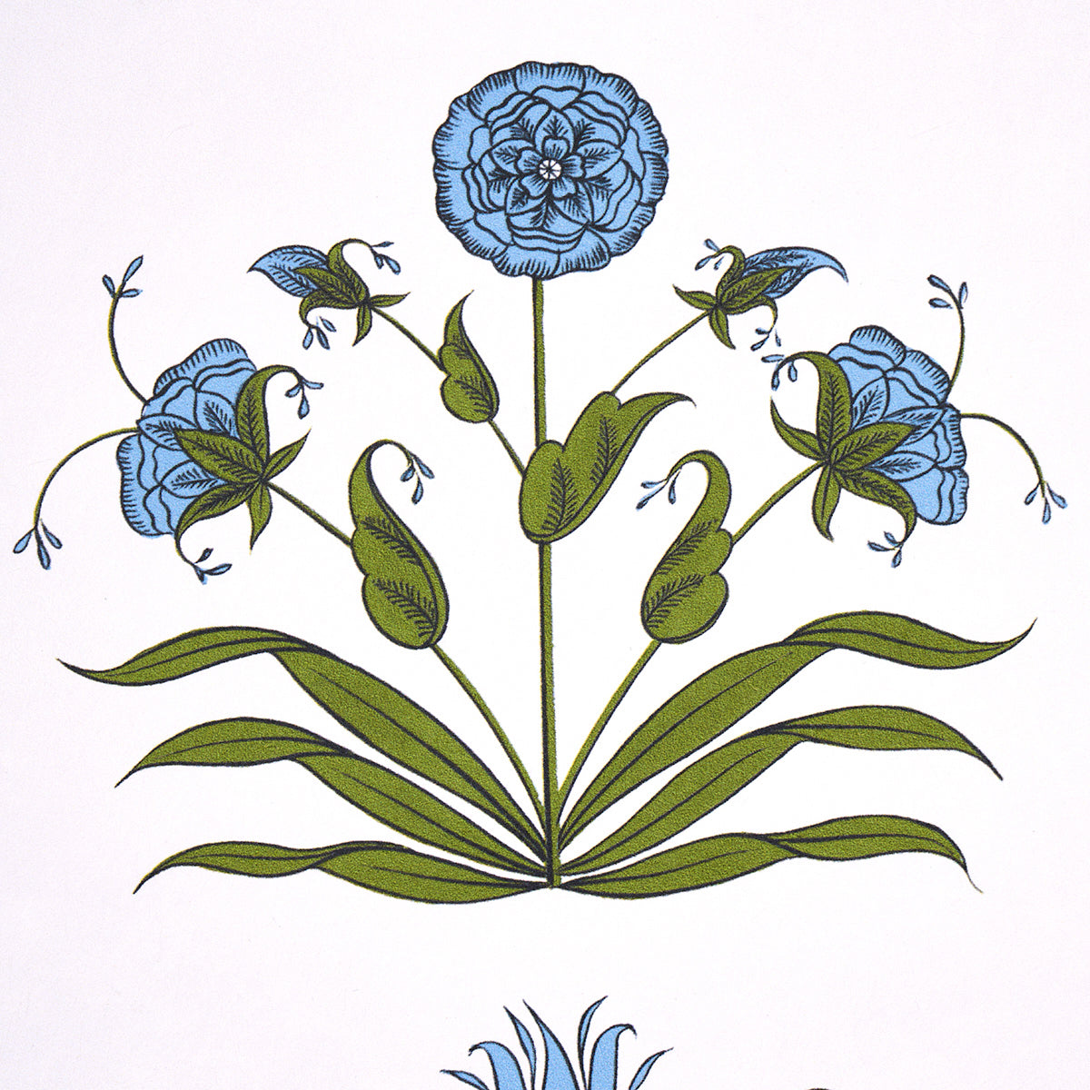 Poppy Stripes Blue by Marie-Anne Oudejans Floral Stripe Wallpaper – Schumacher 5014451