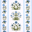 Poppy Stripes blue floral and stripe wallpaper by Marie-Anne Oudejans for Schumacher