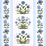 Poppy Stripes blue floral and stripe wallpaper by Marie-Anne Oudejans for Schumacher