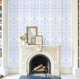 Jaipur Mughal Flower Blue by Schumacher Marie-Anne Oudejans Collection Wallpaper – Schumacher 5014460