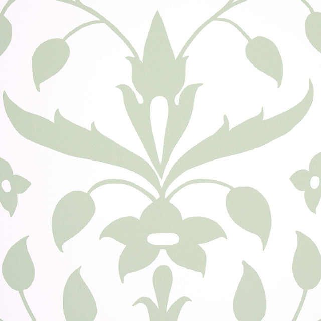 Jaipur Mughal Flower Green by Schumacher Marie-Anne Oudejans Collection Wallpaper – Schumacher 5014461