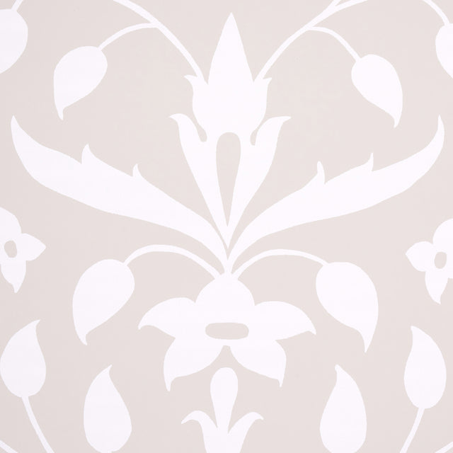 Jaipur Mughal Flower Neutral by Schumacher Marie-Anne Oudejans Designer Wallpaper – Schumacher 5014462