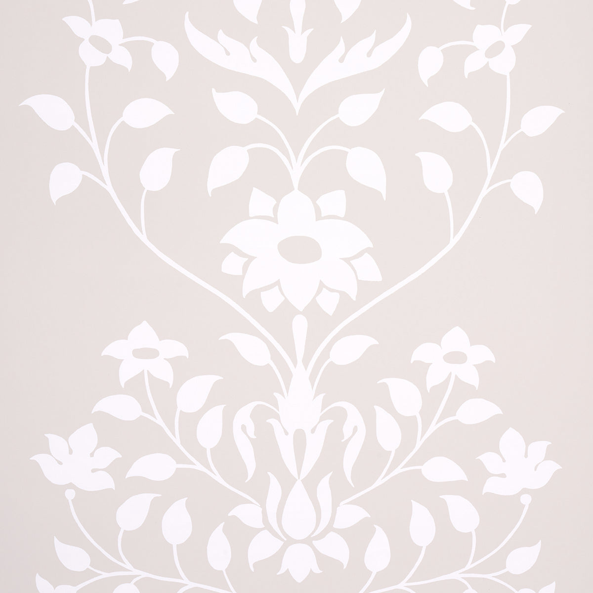 Jaipur Mughal Flower wallpaper in neutral by Schumacher, featuring a large-scale Mughal-inspired floral pattern in a soft, elegant colorway.