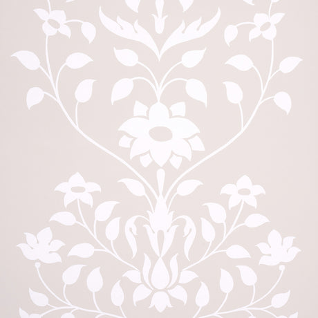 Jaipur Mughal Flower wallpaper in neutral by Schumacher, featuring a large-scale Mughal-inspired floral pattern in a soft, elegant colorway.