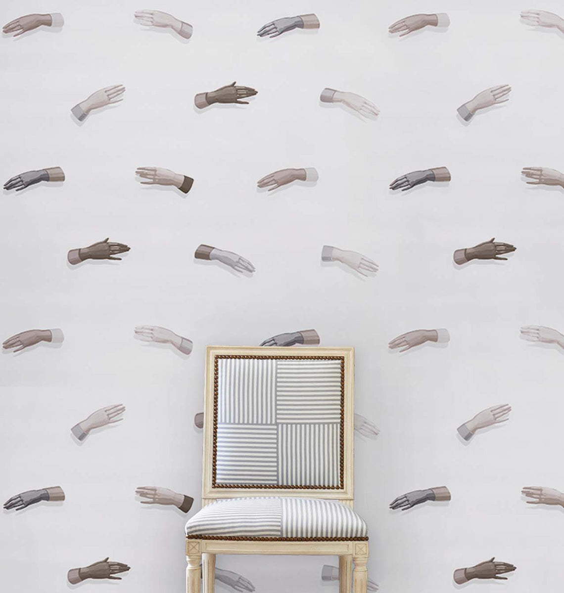 Manos Neutral by Charlap Hyman & Herrero Surrealist Mural Wallpaper – Schumacher 5014481