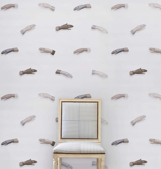 Manos Neutral by Charlap Hyman & Herrero Surrealist Mural Wallpaper – Schumacher 5014481