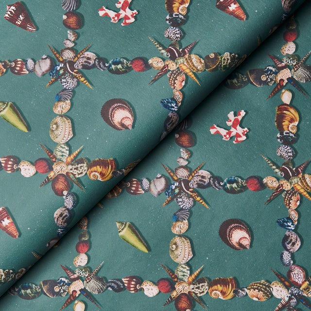 Grotto Treillage Multi on Teal by Charlap Hyman & Herrero Wallpaper – Schumacher 5014490