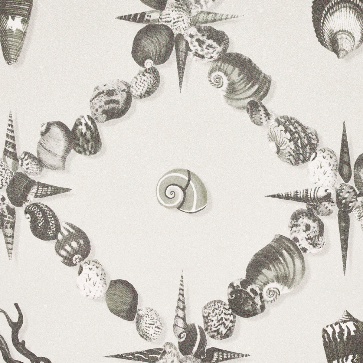 Grotto Treillage Grisaille by Charlap Hyman & Herrero Shell Trellis Wallpaper – Schumacher 5014491