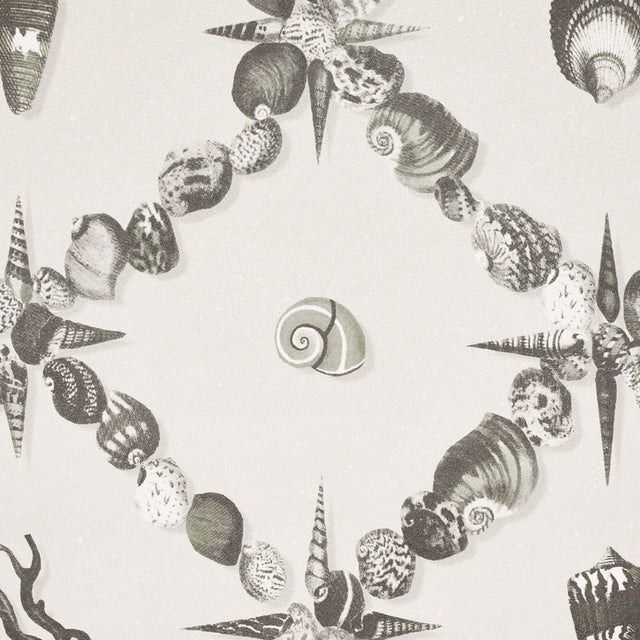 Grotto Treillage Grisaille by Charlap Hyman & Herrero Shell Trellis Wallpaper – Schumacher 5014491