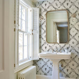 Grotto Treillage Grisaille by Charlap Hyman & Herrero Shell Trellis Wallpaper – Schumacher 5014491