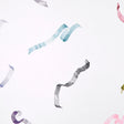 Beth wallpaper in multi-on-ivory by Charlap Hyman & Herrero features hand-drawn trompe l'oeil ribbons on a fibrous ground.
