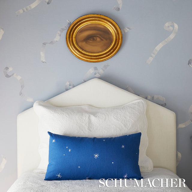 Beth Blue by Charlap Hyman & Herrero Trompe L'oeil Ribbon Wallpaper – Schumacher 5014501