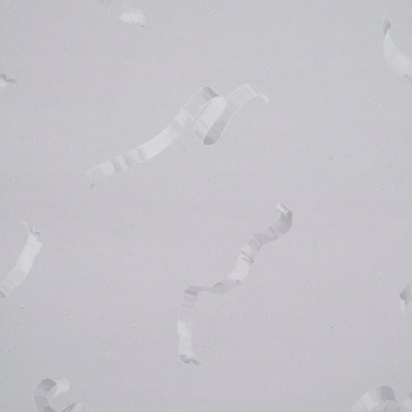 Beth wallpaper in grey by Charlap Hyman & Herrero for Schumacher, featuring hand-drawn trompe l'oeil ribbons on a fibrous ground.