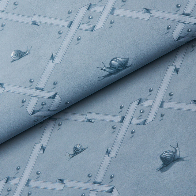 Ouvrez Moi Blue by Schumacher Playful Trompe L'oeil Ribbon Lattice Wallpaper – Charlap Hyman & Herrero 5014510