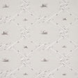 Ouvrez Moi wallpaper in grey by Schumacher, featuring a trompe l'oeil ribbon lattice with snails and pearl details, designed by Charlap Hyman & Herrero.