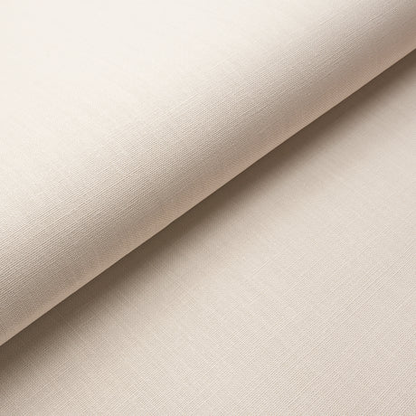 Close-up of Schumacher Performance Linen Wallcovering in Porcelain, showing its subtle linen texture and neutral color.