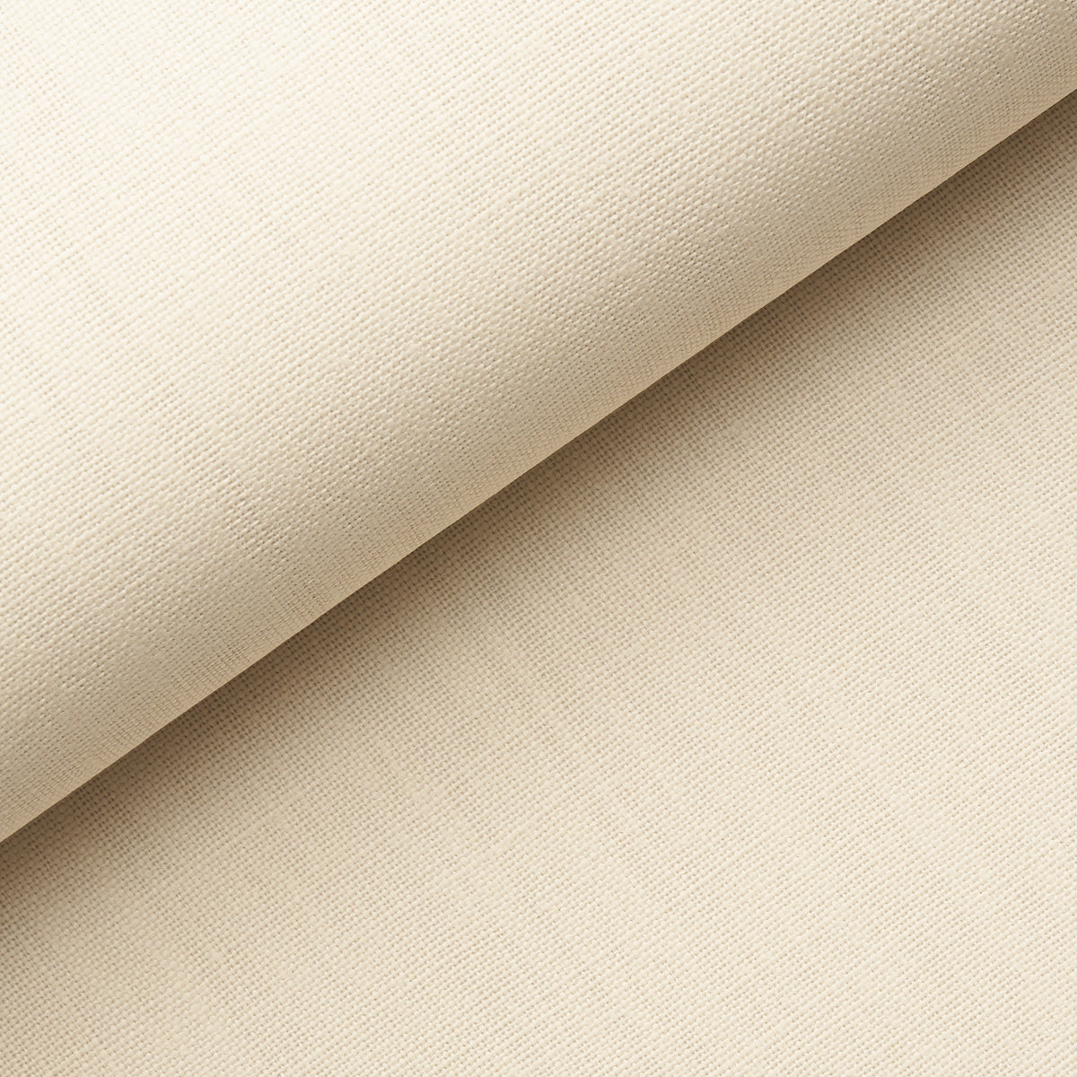 Close-up and styled view of Schumacher Performance Linen Wallcovering in Oyster, showing its subtle texture and neutral color.
