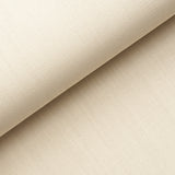 Close-up and styled view of Schumacher Performance Linen Wallcovering in Oyster, showing its subtle texture and neutral color.
