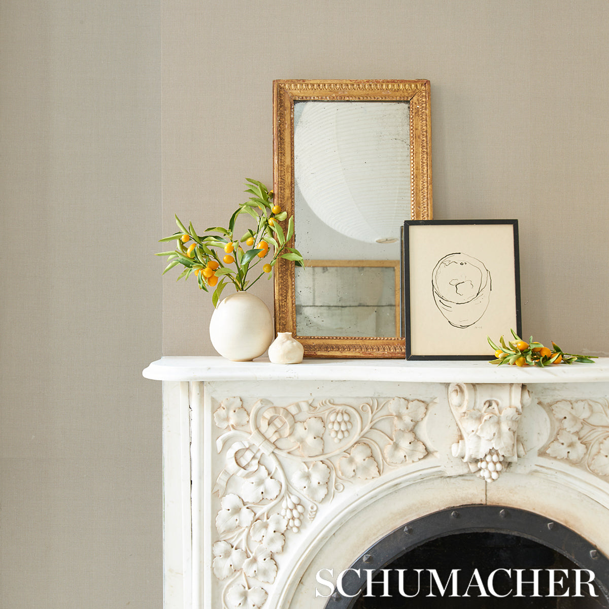 Performance Linen Wallcovering in Parchment by Schumacher – Patterson Flynn 5014523