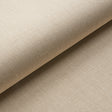 Close-up and styled view of Schumacher Performance Linen Wallcovering in Parchment, showing its natural linen texture and elegant neutral color.