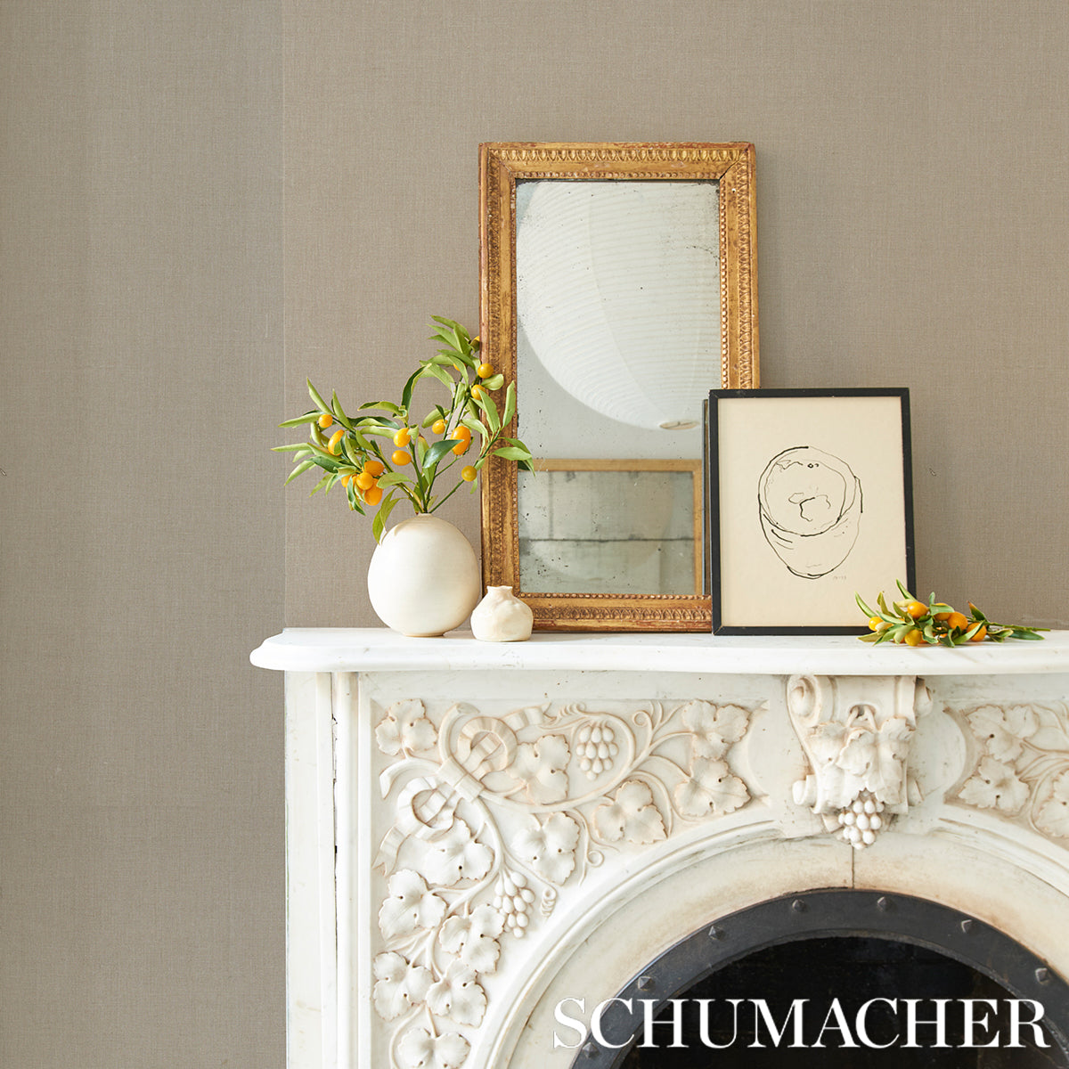 Performance Linen Wallcovering Flax by Schumacher – Patterson Flynn 5014524