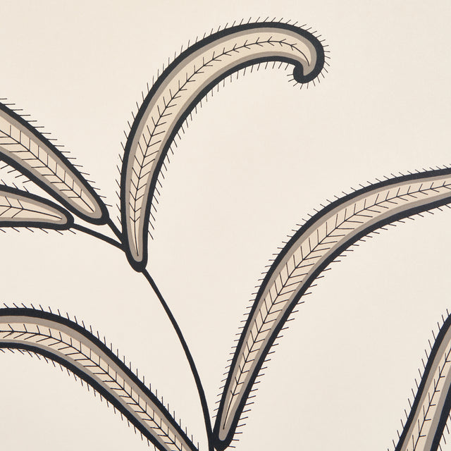 Caterpillar Leaf Black and Cream by Neisha Crosland Botanical Wallpaper – Schumacher 5014530