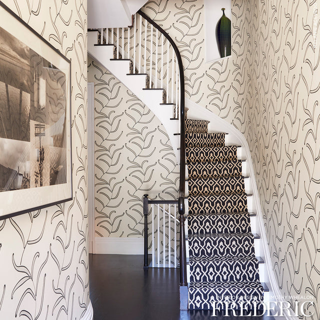 Caterpillar Leaf Black and Cream by Neisha Crosland Botanical Wallpaper – Schumacher 5014530