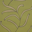 Caterpillar Leaf wallpaper in Meadow Green by Neisha Crosland for Schumacher, featuring whimsical botanical leaves on a green background.