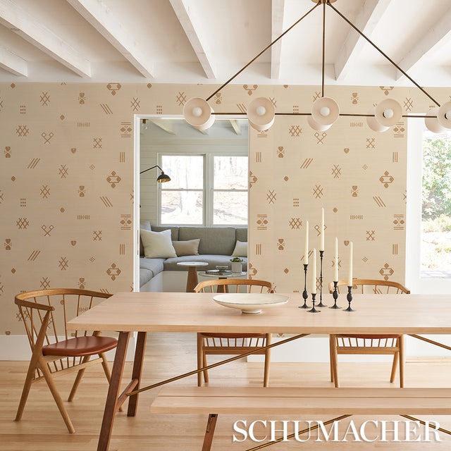 Samsun Sisal Natural by Schumacher Organic Geometric Wallpaper – Schumacher 5014540