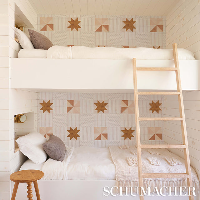 Alexander Terracotta & Warm Peach by Backdrop Geometric Wallpaper – Schumacher 5014551