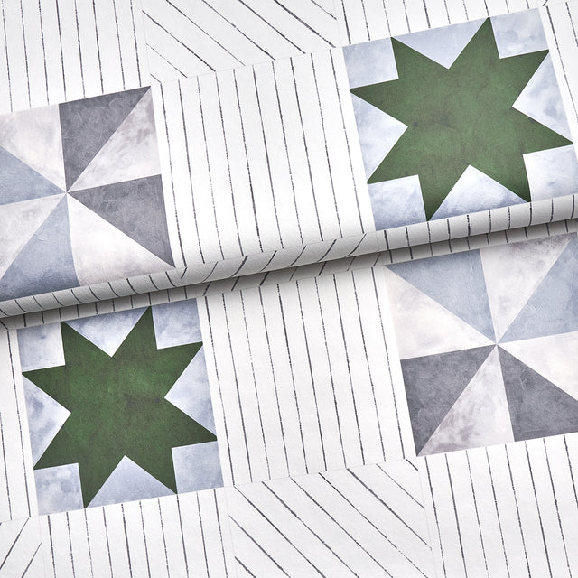 Alexander Dutch Green & Slate Geometric Wallpaper – Schumacher 5014552