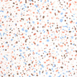LOS COSMOS wallpaper in Disco by Schumacher features a dynamic, multidirectional paint splatter pattern in blue, coral, and brown on a white background.