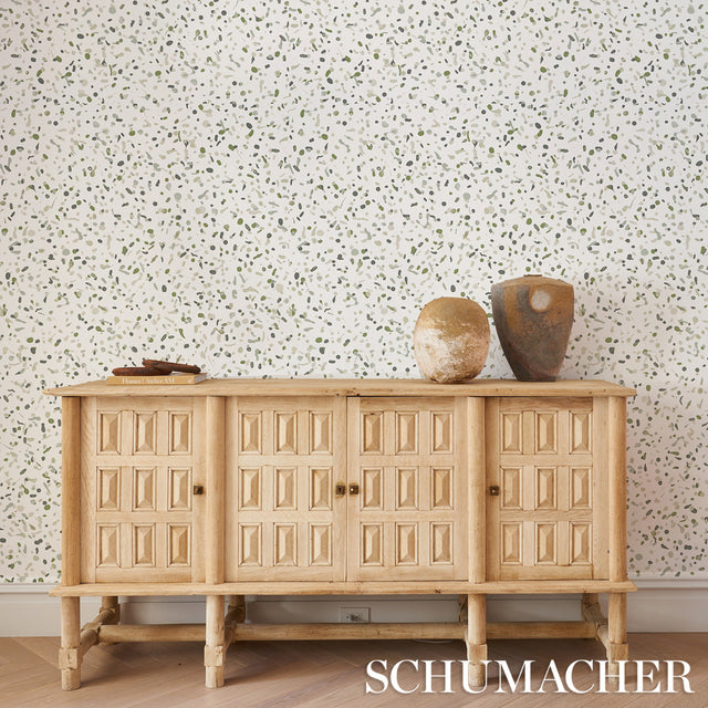 LOS COSMOS Moss by Backdrop Abstract Green Paint Splatter Wallpaper – Schumacher 5014561