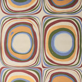Mood Ring wallpaper in Fontana by Backdrop for Schumacher, featuring a large-scale grid of irregular concentric circles in multicolor marbled effect.