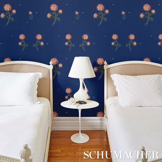 Rhinestone Cowboy Clean Blue Floral Wallpaper by Schumacher – 5014582